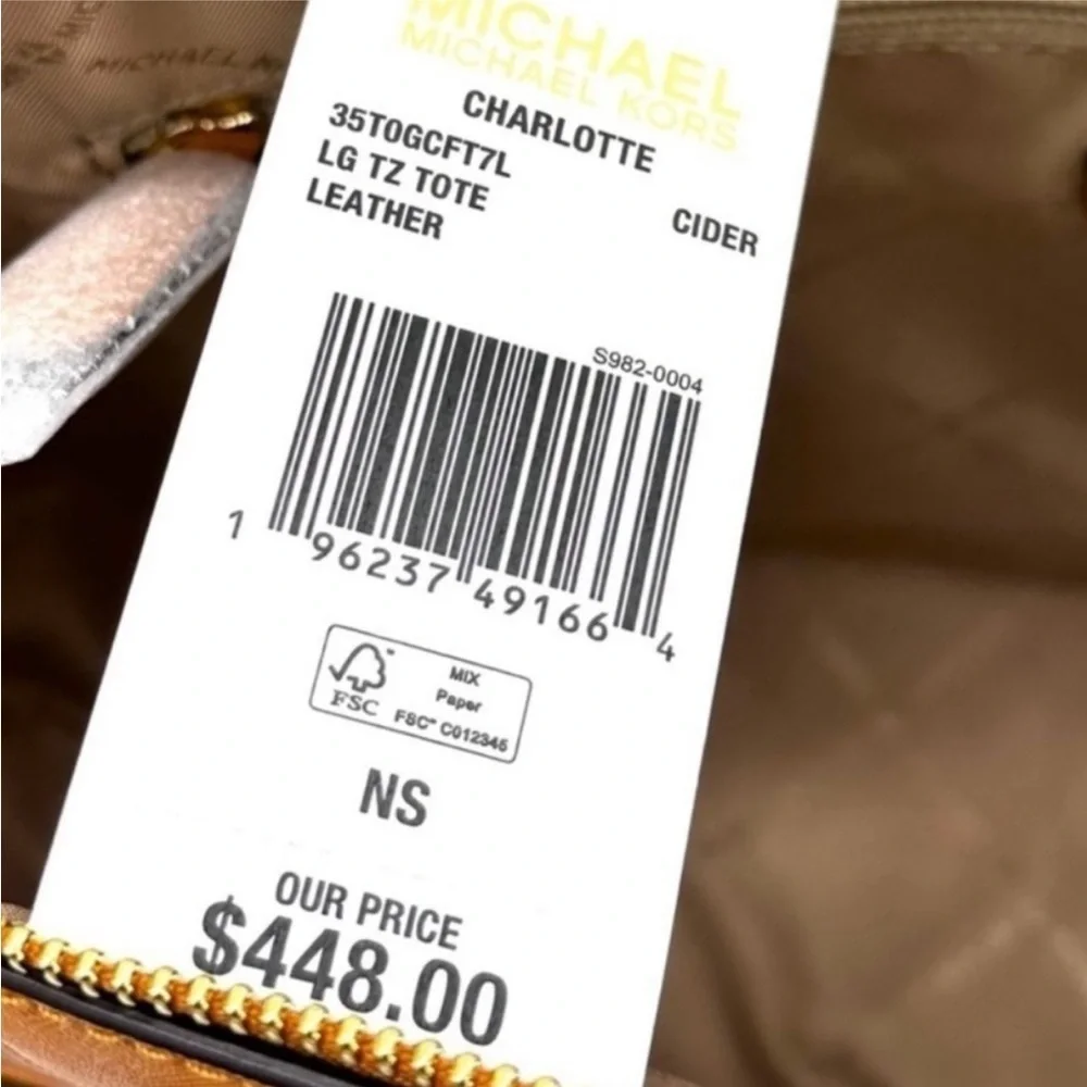 Michael Kors Large Charlotte Tote Bag Cider Color